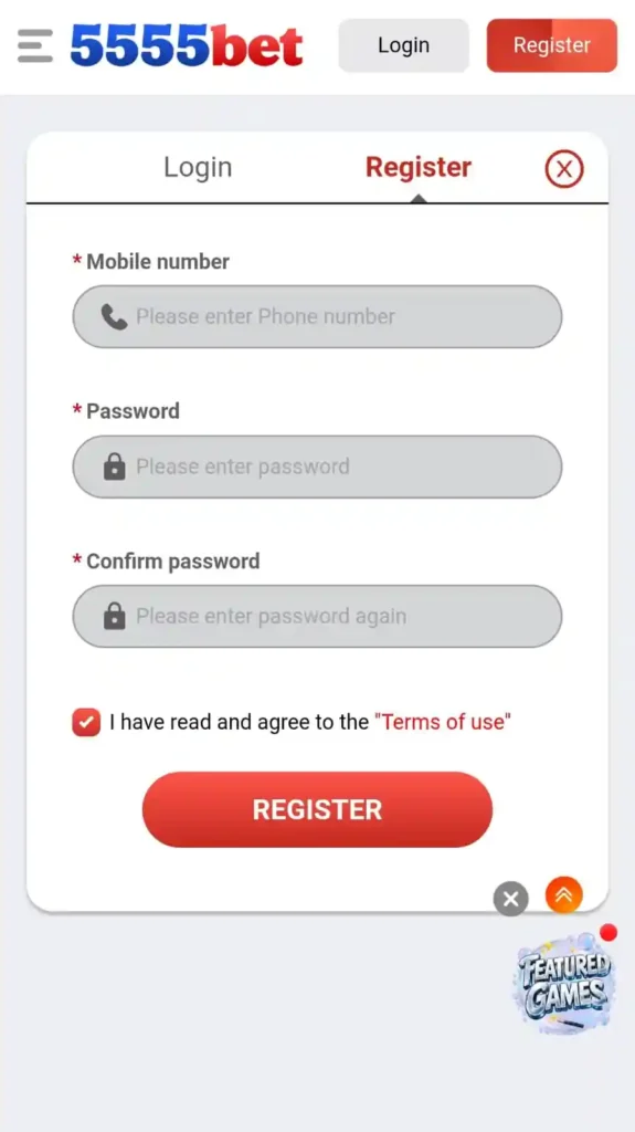 registration of 5555Pak game